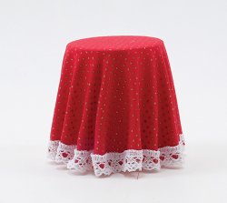Skirted Table-Red Mini Dot