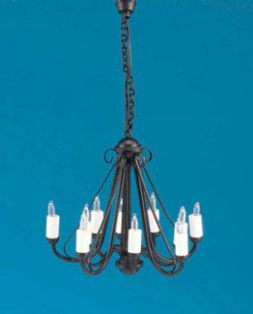 Black Wrought Iron 10 Arm Chandelier MH1050