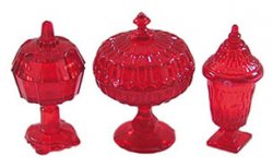 Candy Dishes, 3Pc, Red Plastic CB0068R
