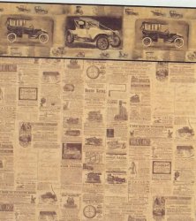 Wallpaper: Vintage Cars - Black - Newsprint