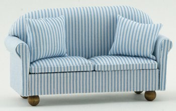 CLA10949 - Sofa with Pillows, Blue/White Stripe