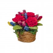 RED CARNATIONS IN BASKET B0546