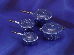 AZD3651 Pot Set/8, Blue Spatter
