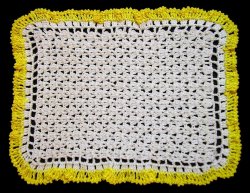 Hand Crocheted Baby Blanket- Yellow Trim