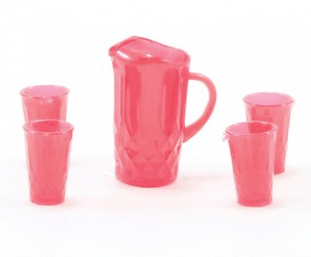 Pitcher with 4 Glasses, Red