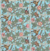 Wallpaper: Victorian Trellis - Blue with Birds