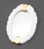 Oval Porcelain Mirror with gold accents