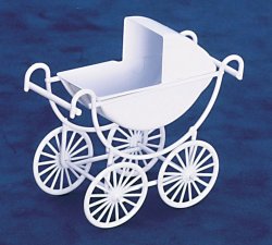 Metal Baby Carriage, White