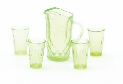 Pitcher with 4 Glasses, Green