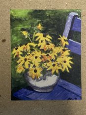 Black-eyed Susans on a Blue Chair Print