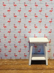 Wallpaper: Blue Stripe with Pink Flamingos