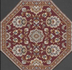 Turkish Octagonal Area Rug - Burgundy & Gold Floral SK093-10