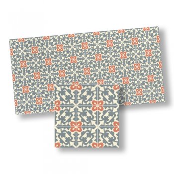 Grey & Orange Mosaic Floor Tile 9 1/2" x 4 1/2"