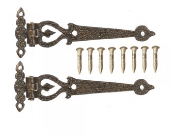 Large Ornate Strap Hinges W/Pins/2