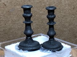 OLDH103 ORNATE PEWTER CANDLESTICK PAIR