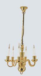 6 Arm Brass Chandelier W/Bi-Pin Bulb HW2524