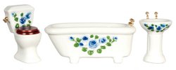 AZT6649 - Blue Floral Bath Set/3