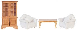 Living Room Set, White chairs /Oak