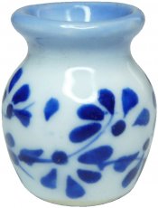 White With Blue Trim Ceramic Vase