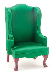 CLA10989 - Chair, Mahogany with Emerald Green Fabric