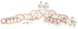 Porcelain dish set with tiny pink floral band