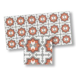 Orange & Grey Mosaic Floor Tile
