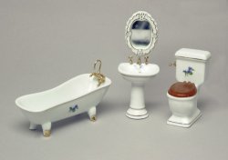 Porcelain Bath Set, 4Pc, W/flowers AZT5245