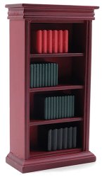 Bookshelf With Books, Mahogany