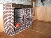 Colonial Brick walk-in fireplace