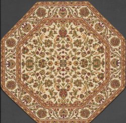 Turkish Octagonal Area Rug - Brown & Burgundy Floral