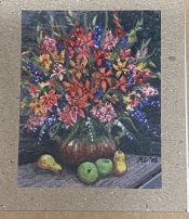 Floral Still Life with Fruit Print