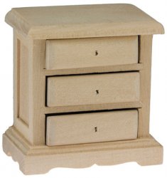 3-drawer nightstand, unfinished