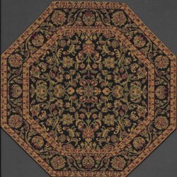 Turkish Octagonal Area Rug - Brown & Black Floral