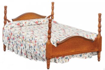 AZT6450 - Double Bed, Walnut, Assorted Fabric