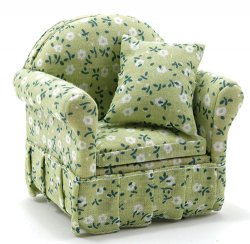 CLA10825 Chair W/Green Floral Fabric