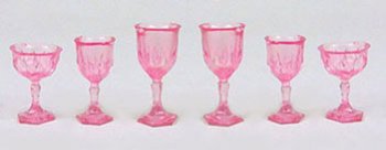 Cut Stemware, Pink, 6/Pc Plastic