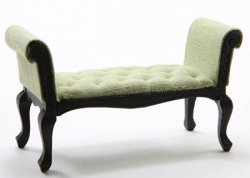 CLA12007 - Settee, Black With Green Fabric