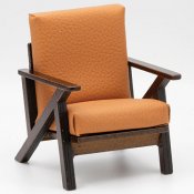CLA12050 - Walnut Chair, Brown Faux Leather