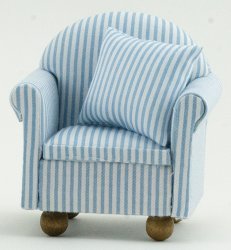 Chair W/Pillow, Blue/White Stripe