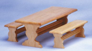 &Azt4491:Trestle Table W/Benches, 3Pc, Oak