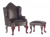 WING CHAIR/OTTOMAN/BROWN M0859BR