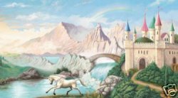 Unicorn with castle Mural