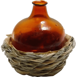 Amber Glass Demijohn in Basket