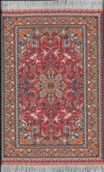 RED WOVEN RUG 6-1/2 X 3-7/8