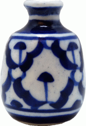 Blue & White Patterned Ceramic Vase Pot