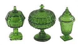 Candy Dishes, 3Pc, Emerald Green Plastic CB0068EG