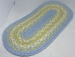 Baby Blue and Yellow Long Oval Braided Rug