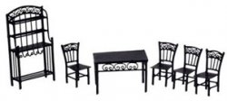 1/2 In Dining Set, 6Pc, Black