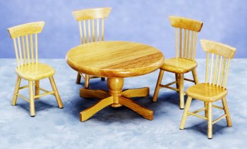 Kitchen Table & Chairs, Oak 5Pc