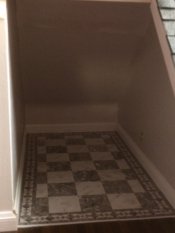 Grey & White marble tile floor with border